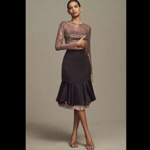 Brand New By Anthropologie Organza Bubble Slip Midi Skirt